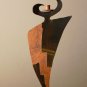 MID CENTURY MODERN BRUTALIST SLATE COPPER METAL SCULPTURE! ABSTRACT VTG ART 70s