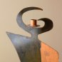MID CENTURY MODERN BRUTALIST SLATE COPPER METAL SCULPTURE! ABSTRACT VTG ART 70s