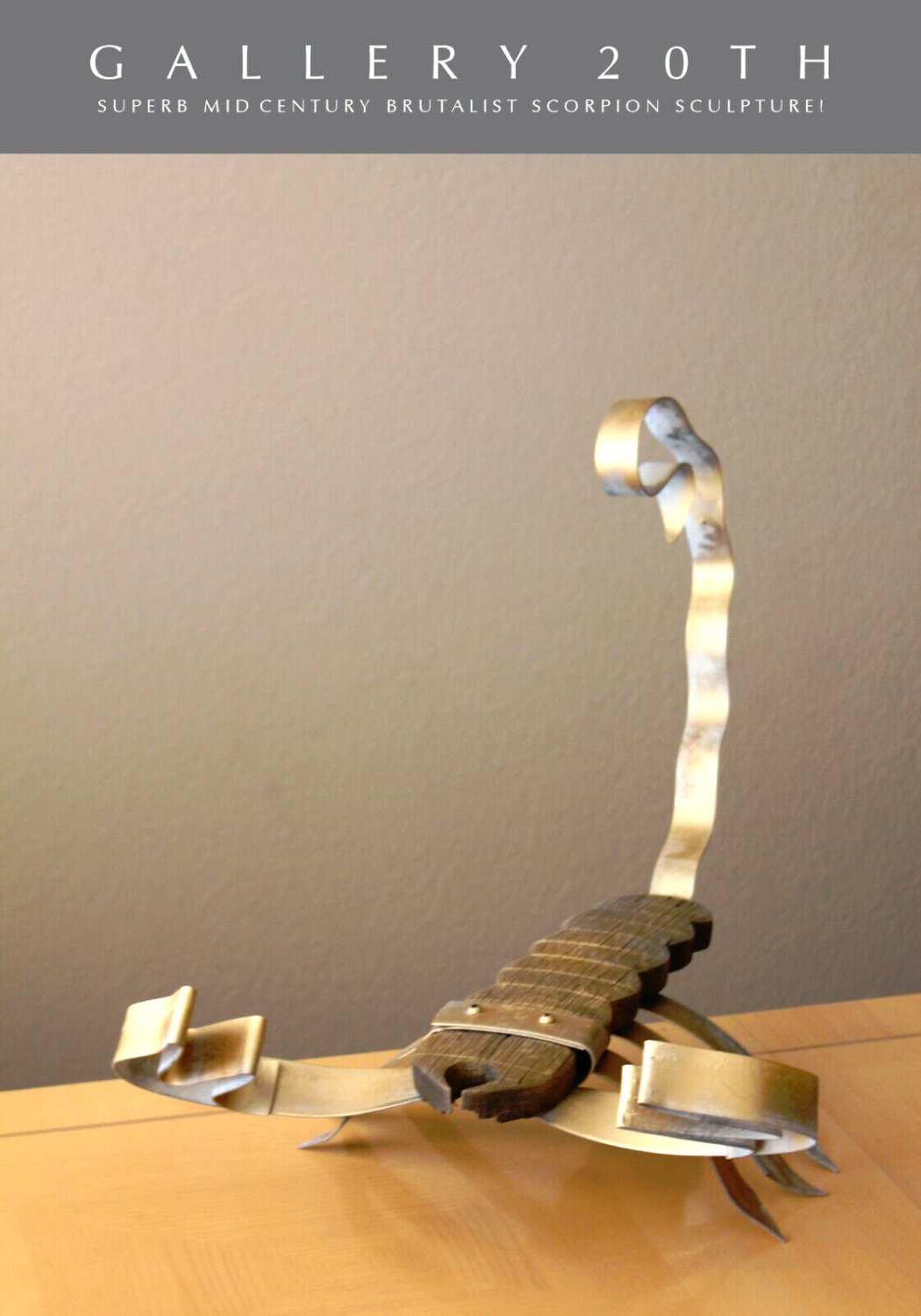 MID CENTURY MODERN HUGE BRUTALIST SCORPION SCULPTURE! AFTER JERE BERTOIA 70S ART