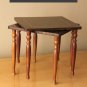PAIR MID CENTURY MODERN STACKING CLUB TABLES! ATOMIC INLAYS WOOD 1950S VTG RETRO