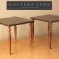 PAIR MID CENTURY MODERN STACKING CLUB TABLES! ATOMIC INLAYS WOOD 1950S VTG RETRO