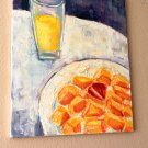 DELICIOUS! ORIG. POP ART PAINTING! "BREAKFAST IN MANHATTAN" 70's NEW YORK O.J. DELICIOUS! ORIG. POP ART PAINTING! "BREAKFAST IN MANHATTAN" 70's NEW YORK O.J.