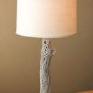 MID CENTURY MODERN DESERT WOOD RUSTIC TABLE LAMP! VTG 50S WHITE HOME DECOR RETRO