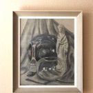 FANTASTIC! ORIG. MONOCHROMATIC GEISHA PAINTING! PASTEL 50S 60S ART BOWL VTG