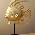 HUGE! MID CENTURY MODERN BRUTALIST "HAPPY" FISH SCULPTURE! VTG 50S 60s GOLD ART