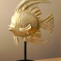 HUGE! MID CENTURY MODERN BRUTALIST "HAPPY" FISH SCULPTURE! VTG 50S 60s GOLD ART