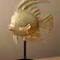 HUGE! MID CENTURY MODERN BRUTALIST "HAPPY" FISH SCULPTURE! VTG 50S 60s GOLD ART