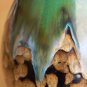GORGEOUS DANISH STYLE! LARGE DRIP GLAZE MODERN VASE! PORCELAIN GREEN BLUE SMOOTH