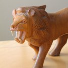 GROWL! LION SCULPTURE! MID CENTURY MODERN ART WOOD SABRE TOOTH CAT FELINE FANGS