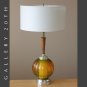 LIGHT UP BASE MID CENTURY MODERN ATOMIC TABLE LAMP! AMBER GLASS VTG 50'S 60'S