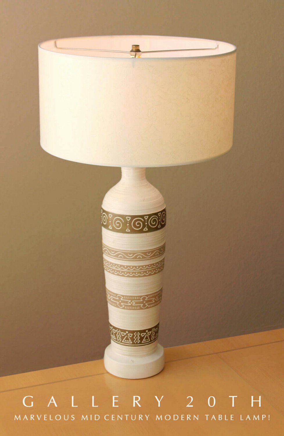 GOOD DESIGN! MINTY MID CENTURY MODERN ATOMIC TABLE LAMP! PLASTER VTG 1950s DECOR
