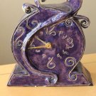 ALICE IN WONDERLAND! MID CENTURY MODERN ABSTRACT CERAMIC CLOCK! PURPLE VTG 50'S