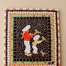 SUPERB! MID CENTURY MODERN ORIG. ART TILE MOSAIC! BIRD PARROTS VTG 50'S PAINTING