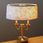 MID CENTURY BOUILLOTTE BRASS TABLE LAMP! VTG 50'S DIFFUSER ATOMIC JACQUARD 60'S