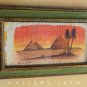 ROMANTIC! SAMIR OSMAN! EGYPT PYRAMID ORIG TEXTILE PAINTING! VTG 50'S 60'S RETRO