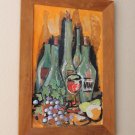 MID CENTURY MODERN ORIG. OIL STILL LIFE PAINTING! 50'S 60'S ART BOTTLES WINE VTG