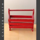 RED MID CENTURY SHABBY CHIC WOOD MAGAZINE RACK! DISTRESSED RUSTIC DECOR 50'S Vtg