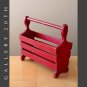 RED MID CENTURY SHABBY CHIC WOOD MAGAZINE RACK! DISTRESSED RUSTIC DECOR 50'S Vtg