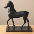 20TH CENTURY TERRACOTA BLACK HORSE SCULPTURE! VTG STATUE EQUESTRIAN ART 1940S