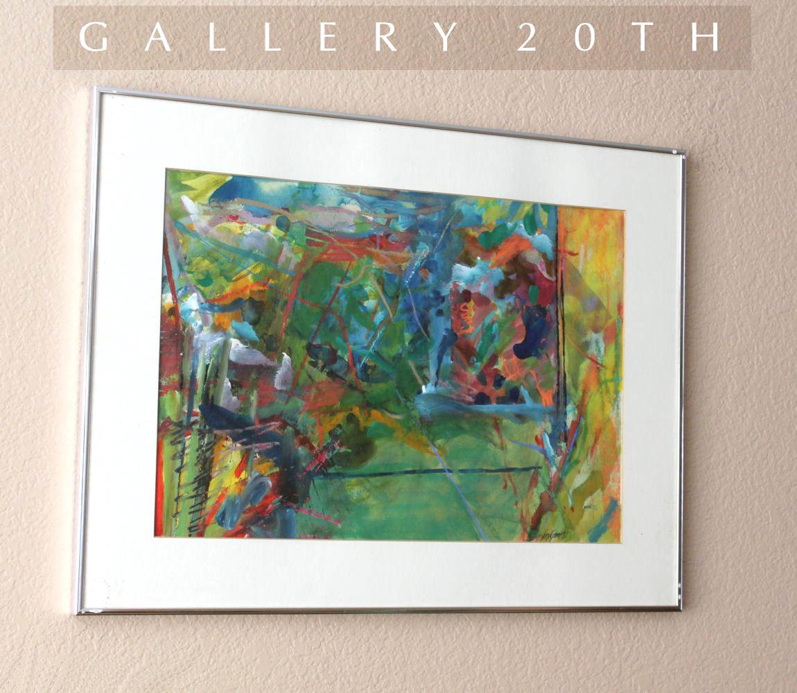 COOL! MID CENTURY MODERN ORIGINAL ABSTRACT PAINTING! WATERCOLOR PASTEL ART VTG