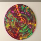 SUBLIME! DANISH MODERN ORIG ROUND ABSTRACT DISC OIL PAINTING! POP ART VTG WALL