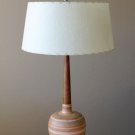 WOW! MID CENTURY DANISH MODERN ORANGE STRIPED POTTERY LAMP 50S VTG ATOMIC DECOR!