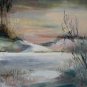 "BLUE CHAIR WITH A VIEW" EXPRESSIONIST ORIG. OIL PAINTING! VTG 60S HARRISON ART!