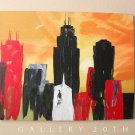 LARGE MID CENTURY MODERN ABSTRACT CITYSCAPE ORIG OIL PAINTING! VTG MODERNISM 70S