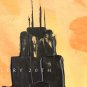 LARGE MID CENTURY MODERN ABSTRACT CITYSCAPE ORIG OIL PAINTING! VTG MODERNISM 70S