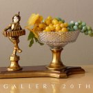 SUPERB! MID CENTURY GERMAN PLASTER SCULPTURE CRYSTAL BOWL! AUSTRIA GILT 1950S