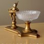 SUPERB! MID CENTURY GERMAN PLASTER SCULPTURE CRYSTAL BOWL! AUSTRIA GILT 1950S