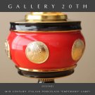 AMAZING! MID CENTURY "EMPERORS" ITALIAN PORCELAIN LAMP! RED FORTUNE COIN 50'S