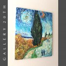 AMAZING! VAN GOGH'S ROAD WITH CYPRESS & STAR OIL PAINTING! ORIG. ART RE-CREATION