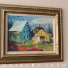 THE BLUE HOUSE! ORIG. OIL PAINTING VTG ART MODERN EXPRESSIONIST MID CENTURY 60'S