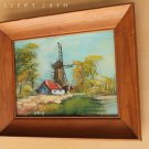 MID CENTURY MODERN ORIGINAL OIL LANDSCAPE PAINTING! 50'S 60'S VTG WINDMILL ART