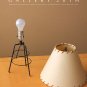CLEAN! MID CENTURY MODERN ATOMIC TRIPOD LAMP 1950'S LEATHER SHADE VINTAGE EAMES ERA LIGHT