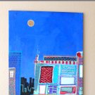 MANHATTAN MOOD! MID CENTURY NEW YORK CITYSCAPE ORIGINAL PAINTING! MODERN ART! VINTAGE