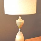 GORGEOUS! SLAG GLASS MID CENTURY MODERN TABLE LAMP! LIGHT UP BASE! VINTAGE 1950S ATOMIC EAMES ERA!