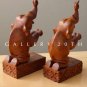 WOW! EPIC HAND CARVED ELEPHANT BOOK ENDS! PAIR MID CENTURY VINTAGE INTERIOR DECOR LUCK