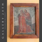 AMAZING! 18TH CENTURY SPANISH OIL PAINTING ICON! JESUS MARY ORIGINAL ART CRUCIFIXION VINTAGE