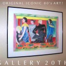 1980'S! SUPER MODELS WATERCOLOR PAINTING! ORIGINAL VINTAGE ART. NAGEL ERA. VTG DESIGNER FASHIONS