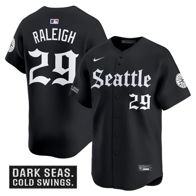 Cal Raleigh Jersey #29 Seattle Mariners Deep Sea Gothic Edition Premier ...
