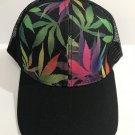 Leaf print mesh hat