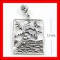 .925 Sterling Silver Marcasite Night Beach Pendants