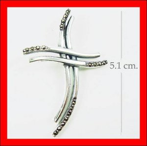 .925 Sterling Silver Marcasite Cross Pendants