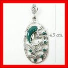 .925 Sterling Silver Green CZ Dolphin Pendants