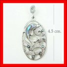 .925 Sterling Silver GreenShell Dolphin Pendants