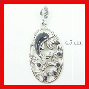 .925 Sterling Silver Onyx Dolphin Pendants