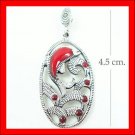 .925 Sterling Silver Red CZ Dolphin Pendants