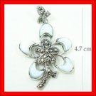  .925 Sterling Silver White Shell Flower Pendants